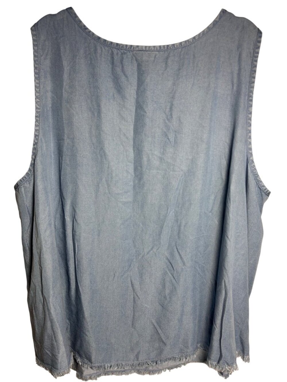 A.N.A Sleeveless Tank Top 3X With Side Button Details Frayed Hem Soft Light Blue - Picture 2 of 7